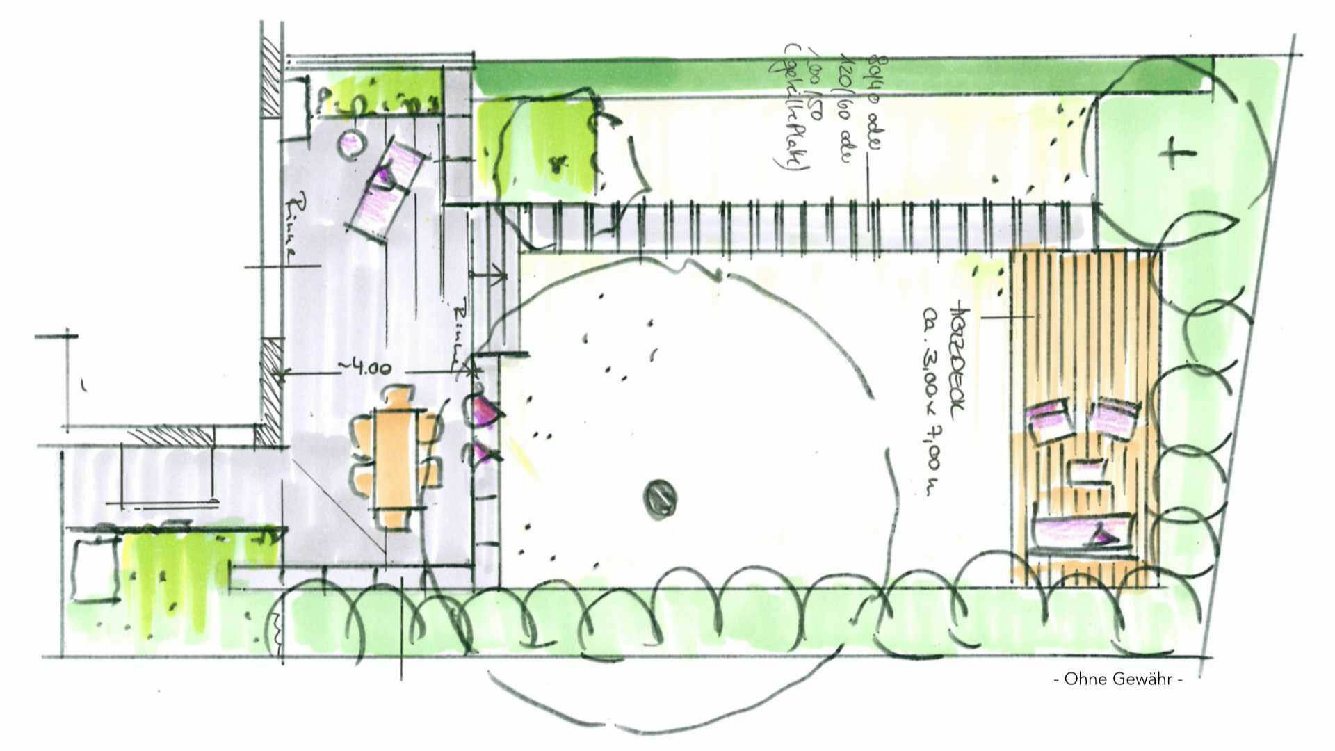 Bogenhausen DHH Grundriss Gartenplan