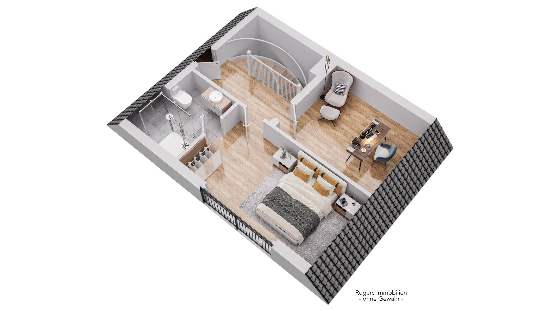 Bogenhausen Haus DG 3D Grundriss Bogenhausen Haus DG 3D Grundriss