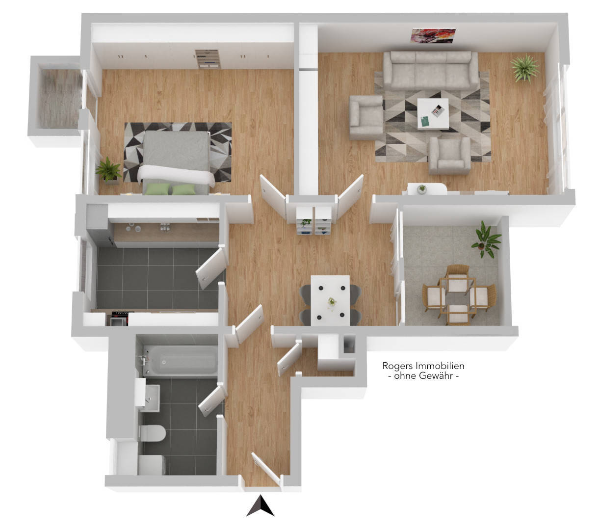Grundriss 3D Wohnung Hadern