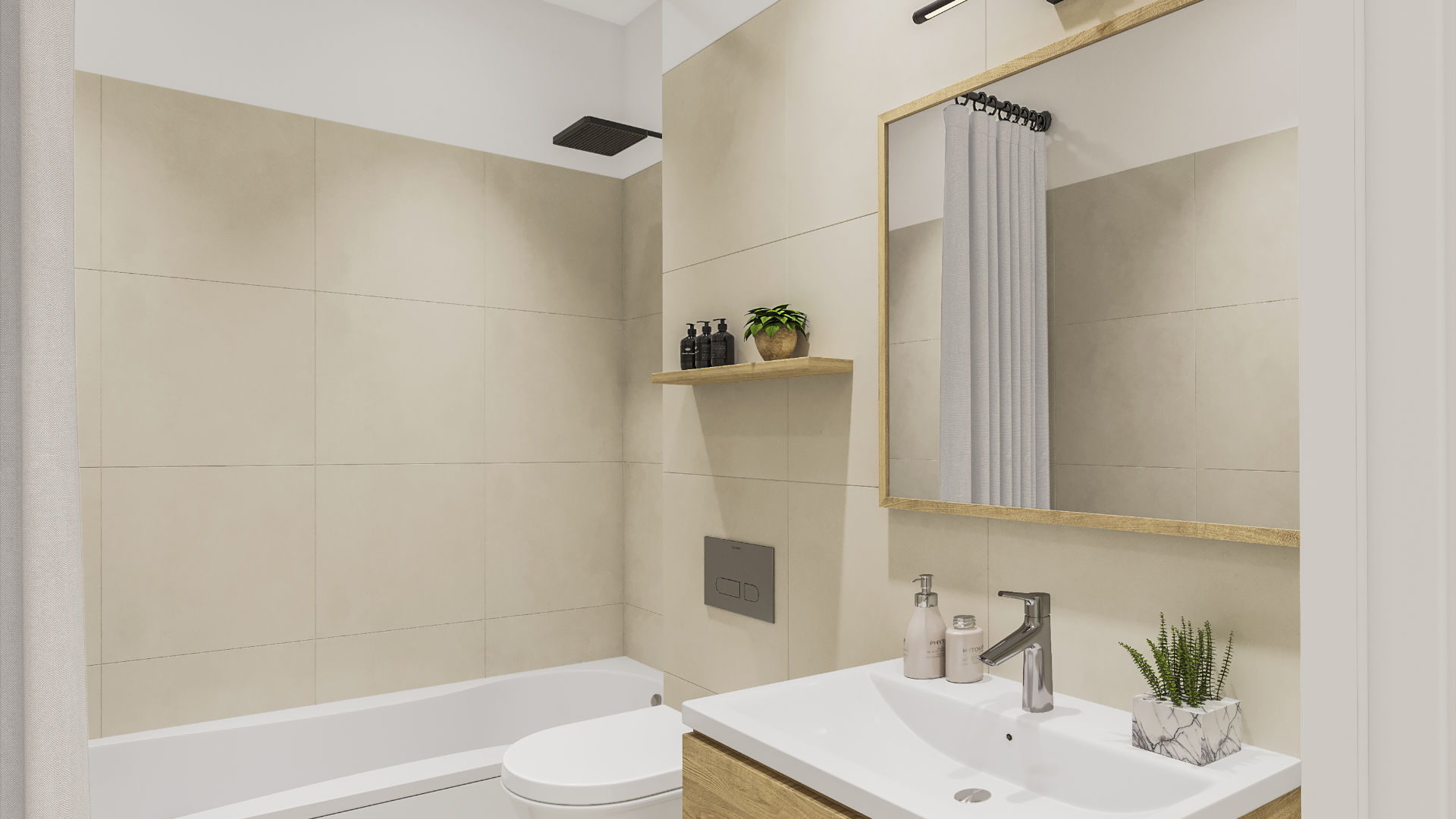 Modernes Bad mit Wanne und Waschbecken