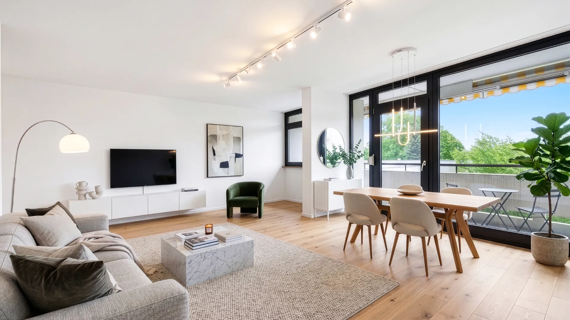 München Forstenried Wohnung kaufen Wohnzimmer Essbereich Visualisierung